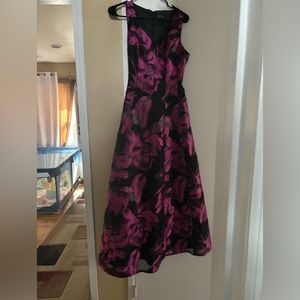 Tahari Evening Dress - Floral Pink and Black - size 8